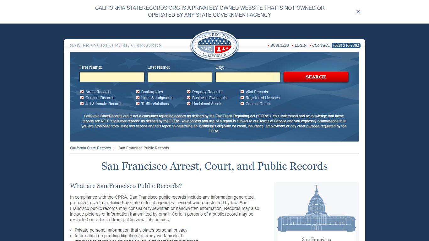 San Francisco Arrest and Public Records | California ...